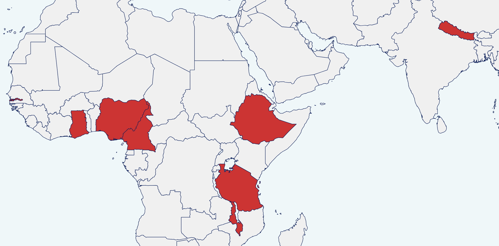 Map of partner ministries of health